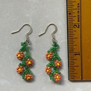 Handmade 4-Flower Bead Earrings